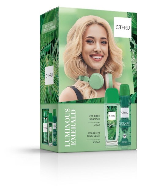 C-THRU Zestaw prezentowy dla kobiet Luminous Emerald (Dezodorant naturalny spray 75ml+Dezodorant spray 150ml)