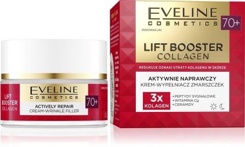 EVELINE Lift Booster Collagen 70+ Aktywnie Naprawczy Krem-Wypełniacz zmarszczek na dzień i noc 50ml