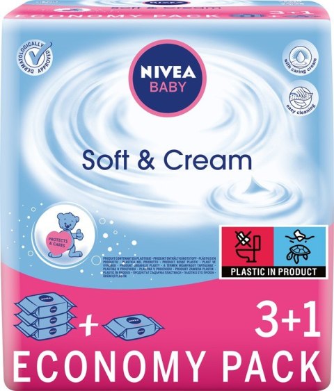 NIVEA Baby Chusteczki Soft & Cream 3+1 (4 x 63 szt.)