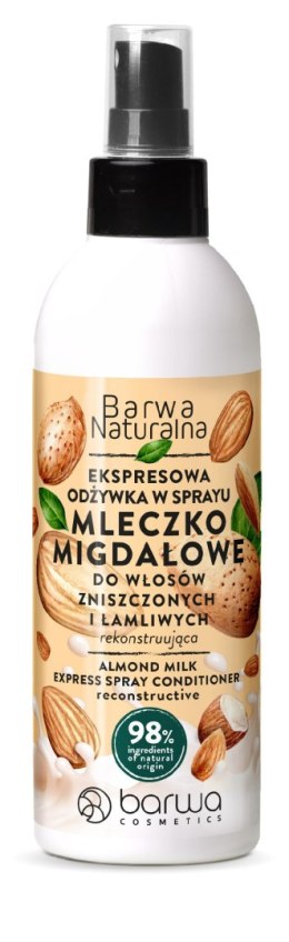 BARWA Naturalna Mleczko Migdałowe Ekspresowa Odżywka w sprayu do włosów zniszczonych i łamliwych 200ml