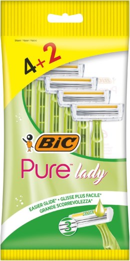 BIC Maszynka do golenia dla kobiet 3 ostrzowa Pure Lady 1op -6szt(4+2 gratis)